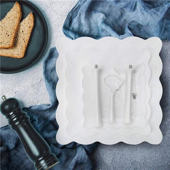 3 Tier Cupcake Stand, Plastic Tiered Serving Stand, Square Dessert Tray - Picture 5 of 7